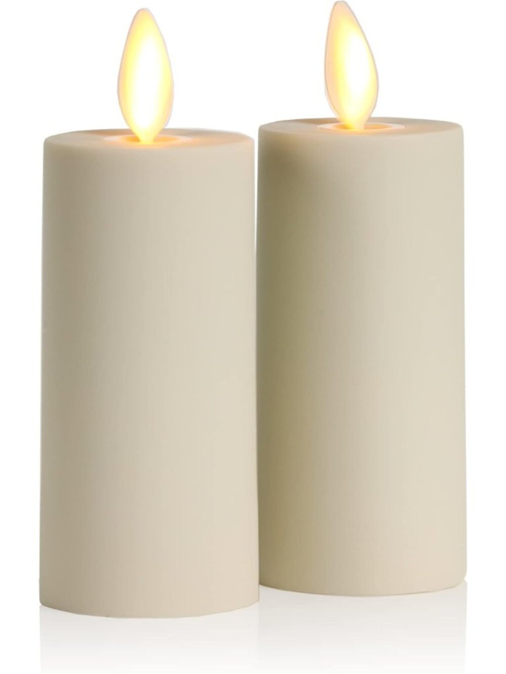 Set of 2 Ivory Flameless LED Votive Candles with Timer & Remote, 1.5" x 4